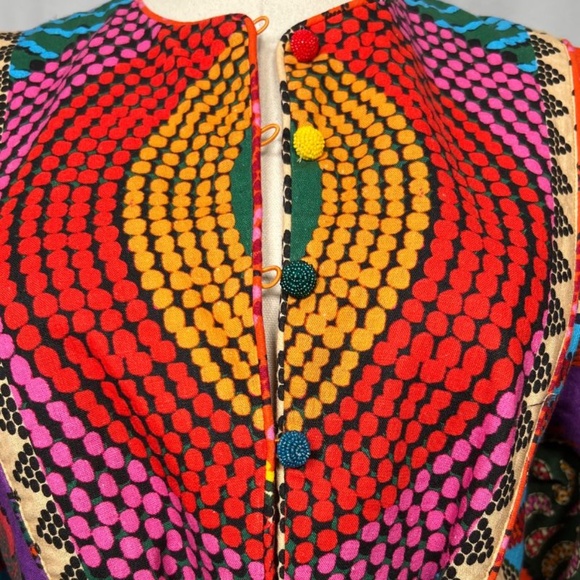 NWOT FARM Rio Multi-Color Dress, Beaded Buttons, Tie at Waist with Beading (XS) - Picture 6 of 12